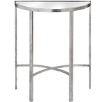 Load image into Gallery viewer, Mirrored Silver Half Moon Table With Cross Detail
