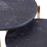 Load image into Gallery viewer, Set Of 2 Gold And Black Marble Tables
