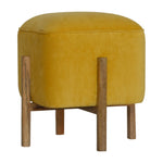 Load image into Gallery viewer, Mustard-Velvet-Solid-Footstool
