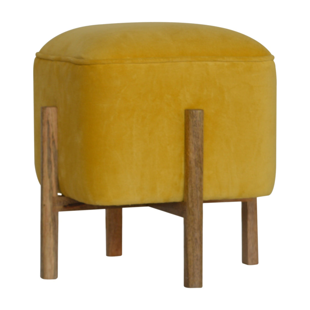 Mustard-Velvet-Solid-Footstool