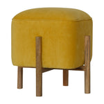 Load image into Gallery viewer, Mustard Velvet Solid Footstool
