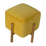 Load image into Gallery viewer, Mustard Velvet Solid Footstool
