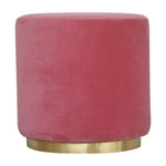 Load image into Gallery viewer, Large Pink Footstool with Gold Base
