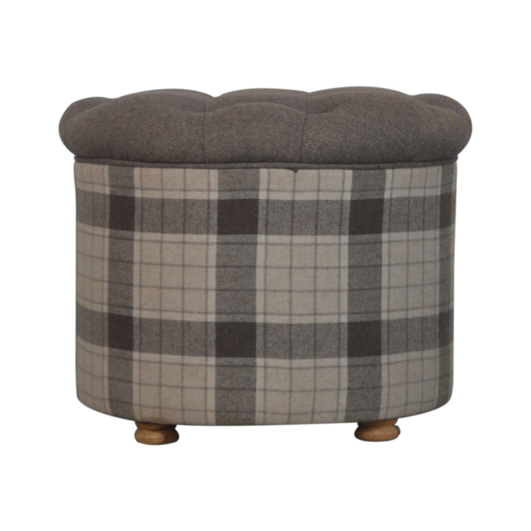 Deep-Button-Round-Checked-Footstool