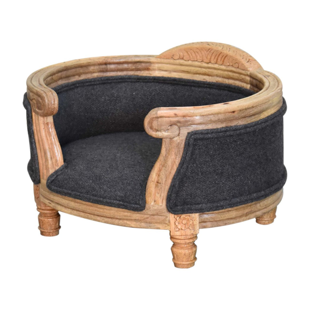 Carved Battleship Tweed Pet Bed