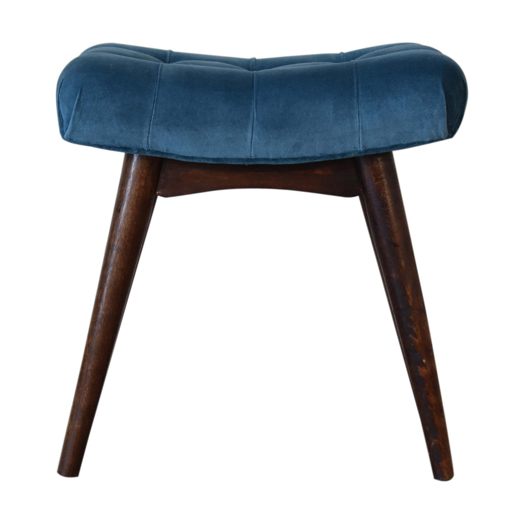 Mini-Teal-Velvet-Curved-Bench