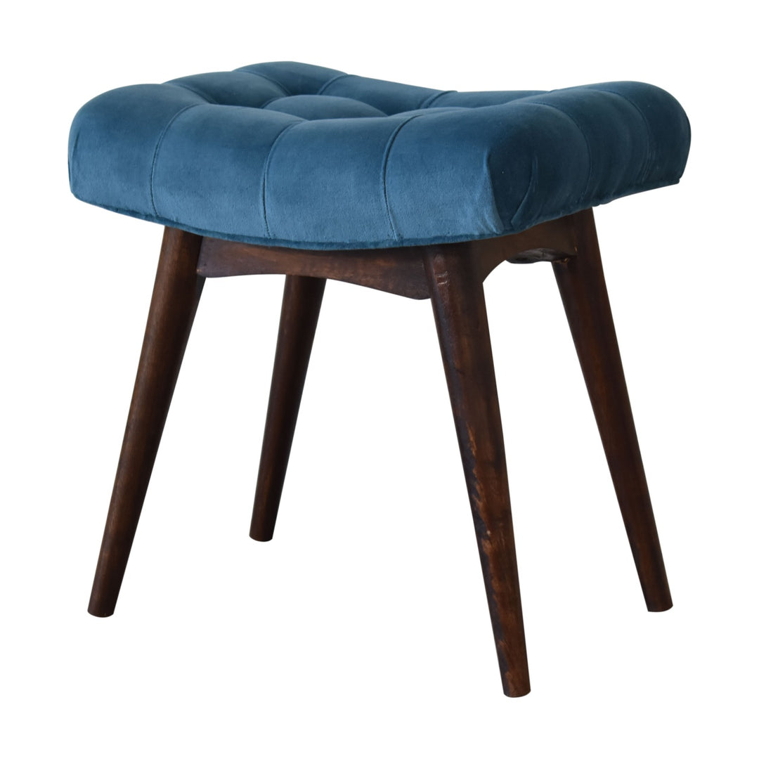 Mini Teal Velvet Curved Bench