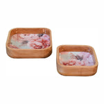 Load image into Gallery viewer, Pink Floral Square Bowl Set of 2
