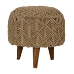 Load image into Gallery viewer, Crotchet-Beige-Footstool
