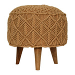 Load image into Gallery viewer, Crotchet-Mustard-Footstool
