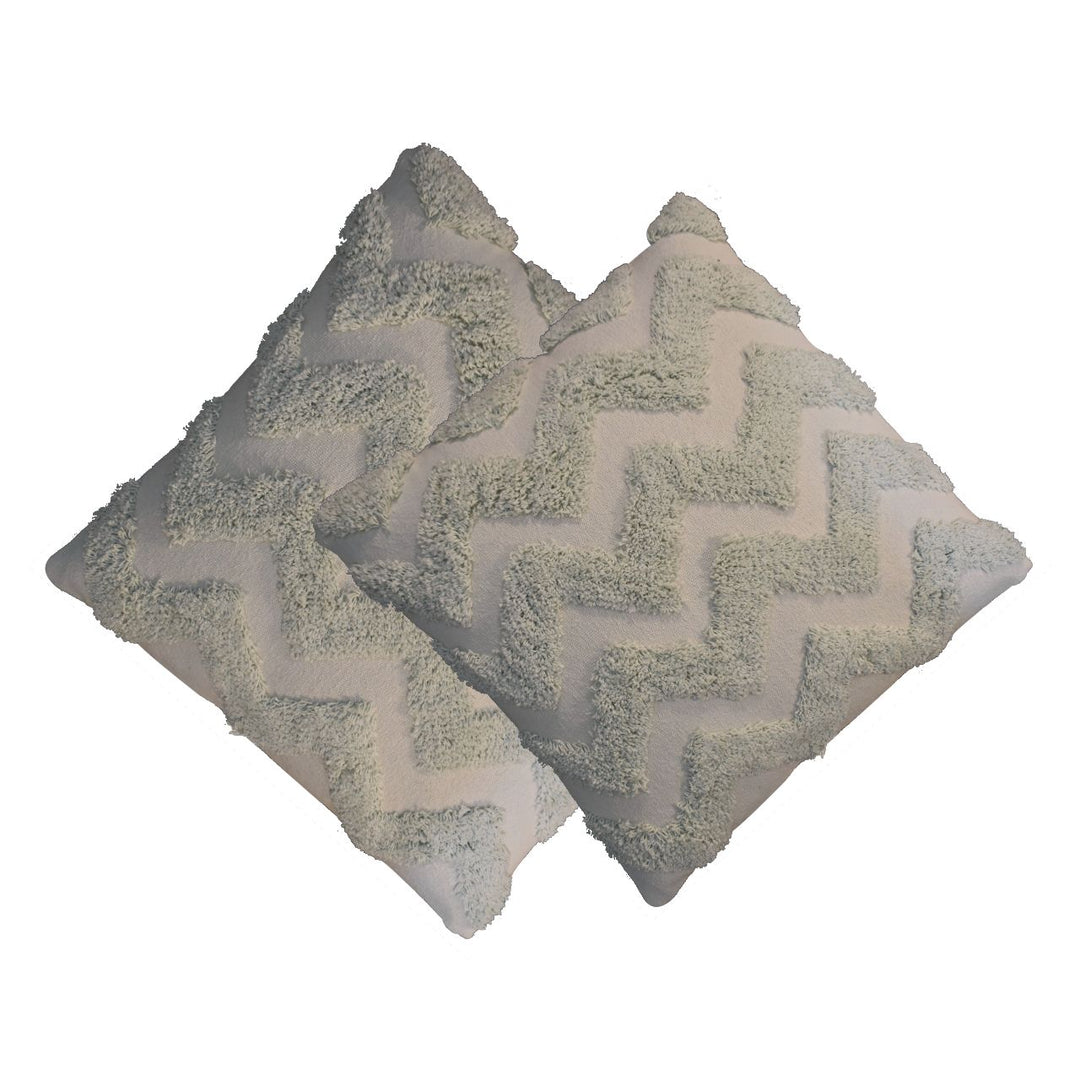 Sage Green Zig-zag Cushion Set of 2