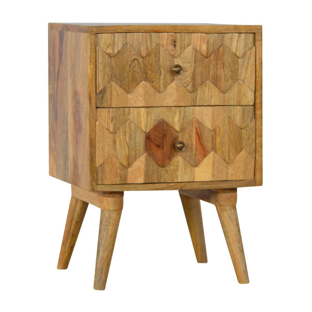 Pineapple Carve 2 Drawer Bedside