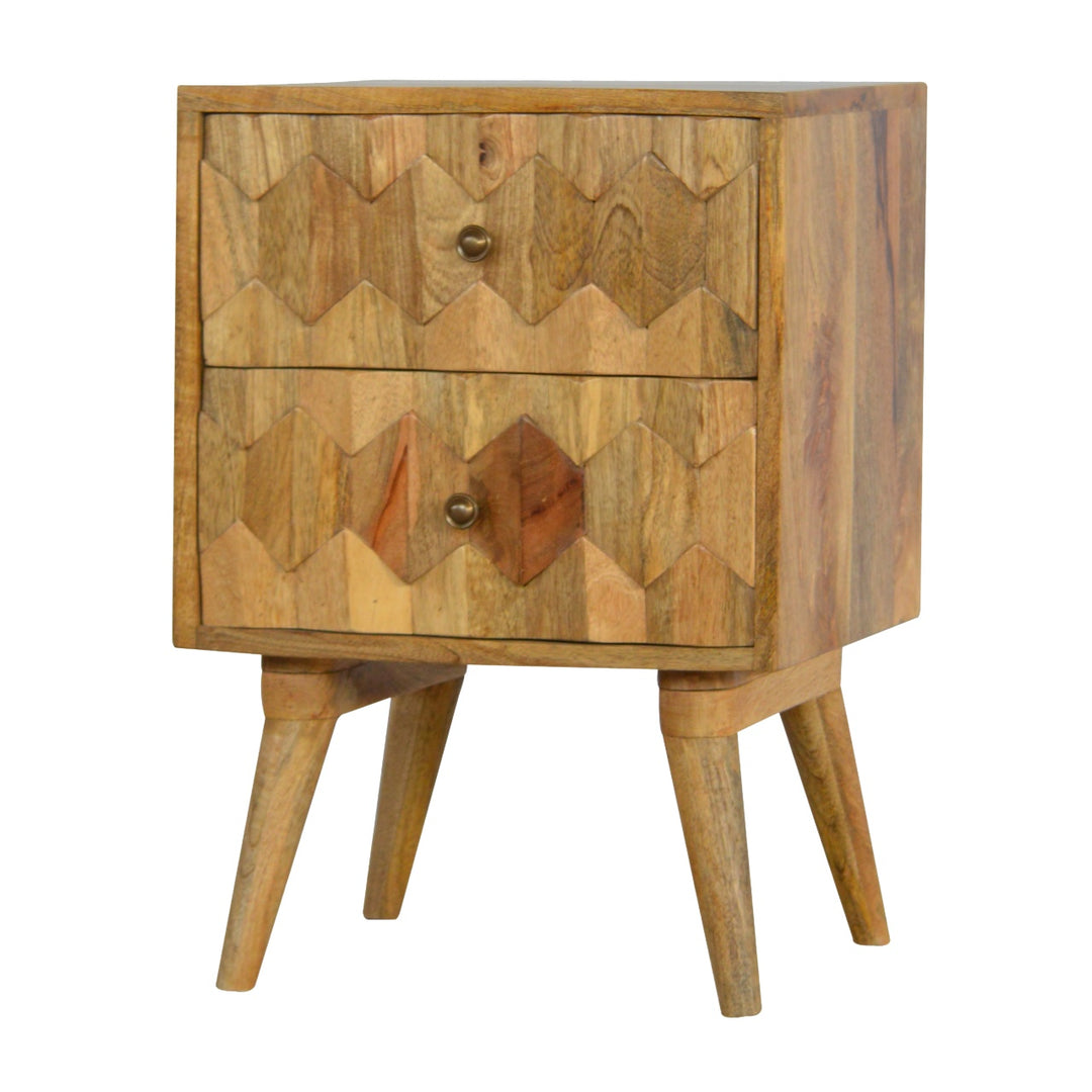 Pineapple Carve 2 Drawer Bedside