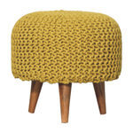 Load image into Gallery viewer, Keeva-Mustard-Round-Footstool
