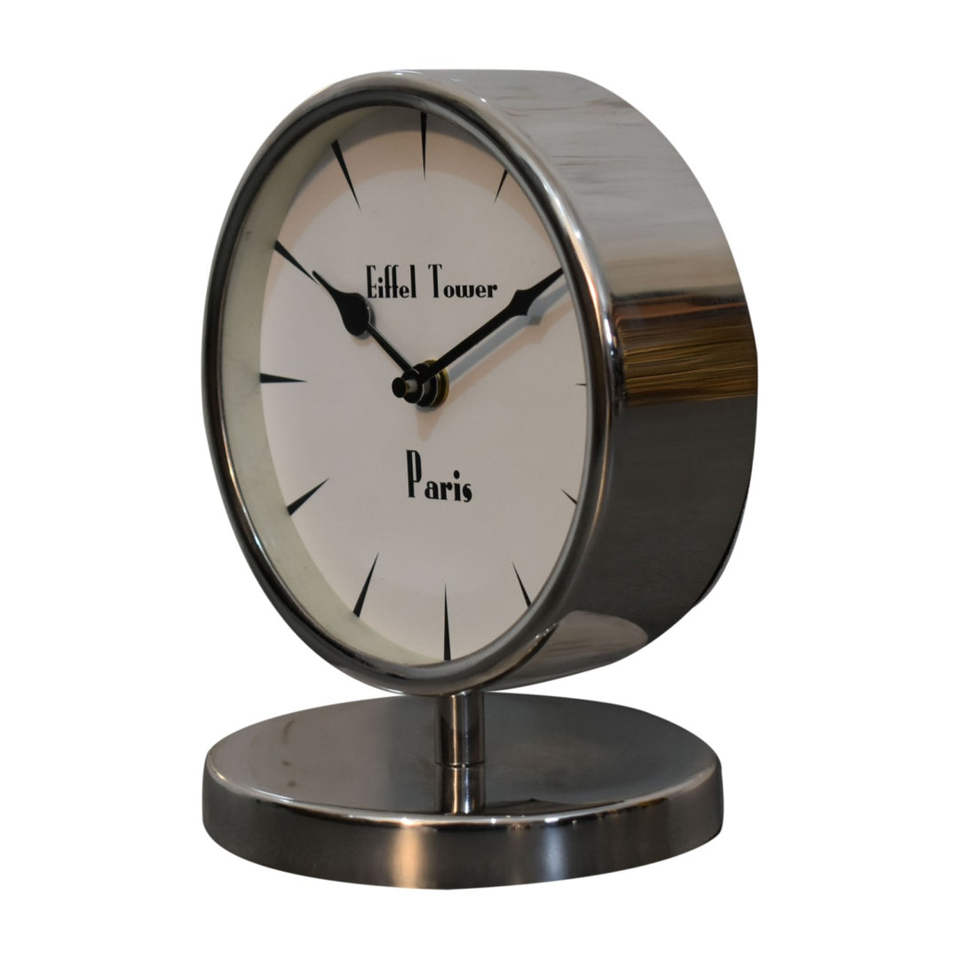 Round Chrome Table Clock