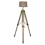 Load image into Gallery viewer, Brass Plated and Wooden Floor Lamp
