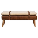 Load image into Gallery viewer, Bouclé-Buffalo-Hide-Leather-Bench
