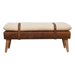 Load image into Gallery viewer, Bouclé Buffalo Hide Leather Bench
