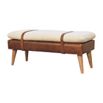 Load image into Gallery viewer, Bouclé Buffalo Hide Leather Bench
