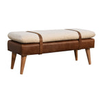 Load image into Gallery viewer, Bouclé Buffalo Hide Leather Bench
