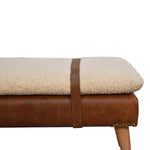 Load image into Gallery viewer, Bouclé Buffalo Hide Leather Bench
