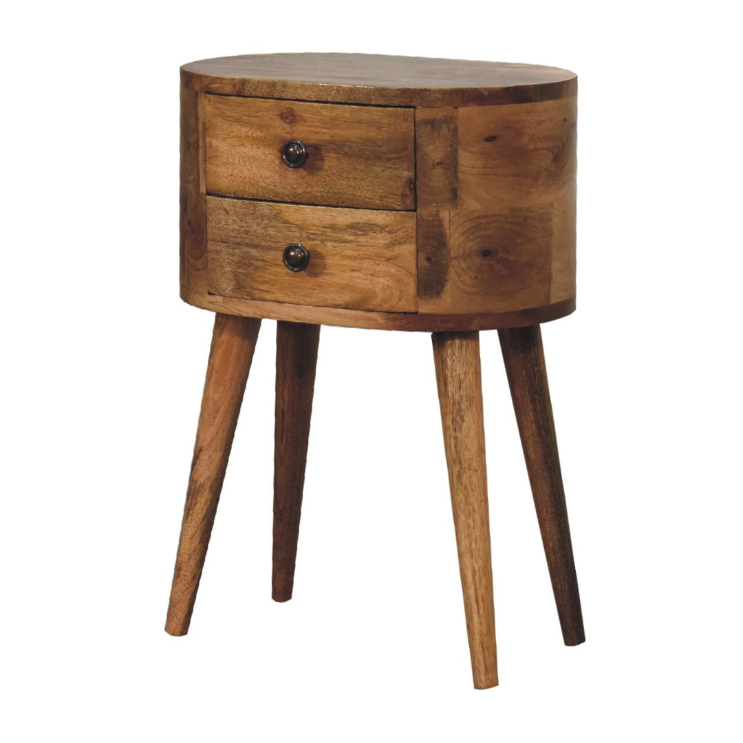 Mini Oak-ish Rounded Bedside Table