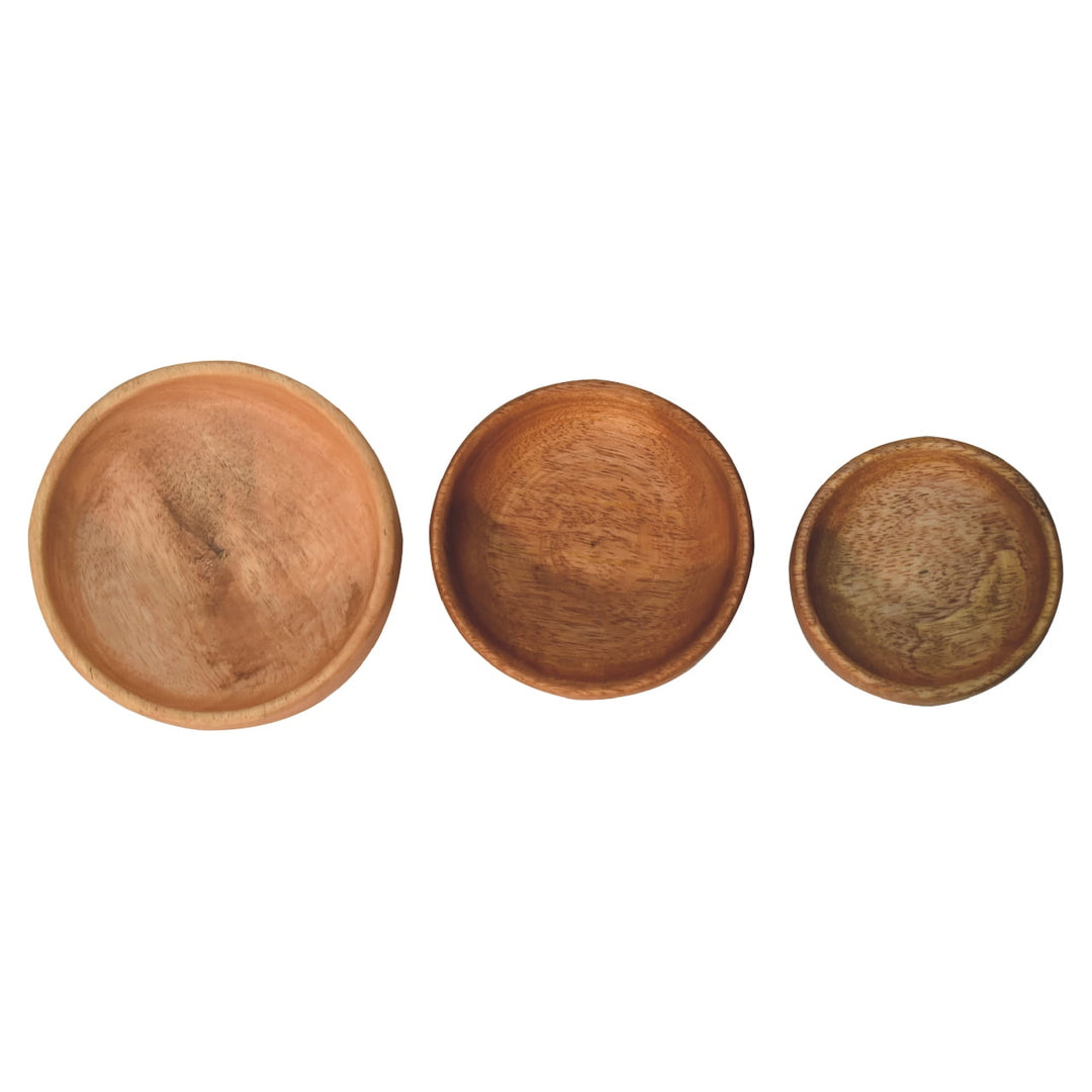 Solid Wood Fruit Bowl Set of 3