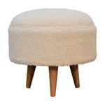 Load image into Gallery viewer, Cream-Boucle-Rounded-Footstool
