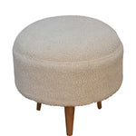 Load image into Gallery viewer, Cream Boucle Rounded Footstool
