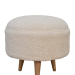 Load image into Gallery viewer, Cream Boucle Rounded Footstool
