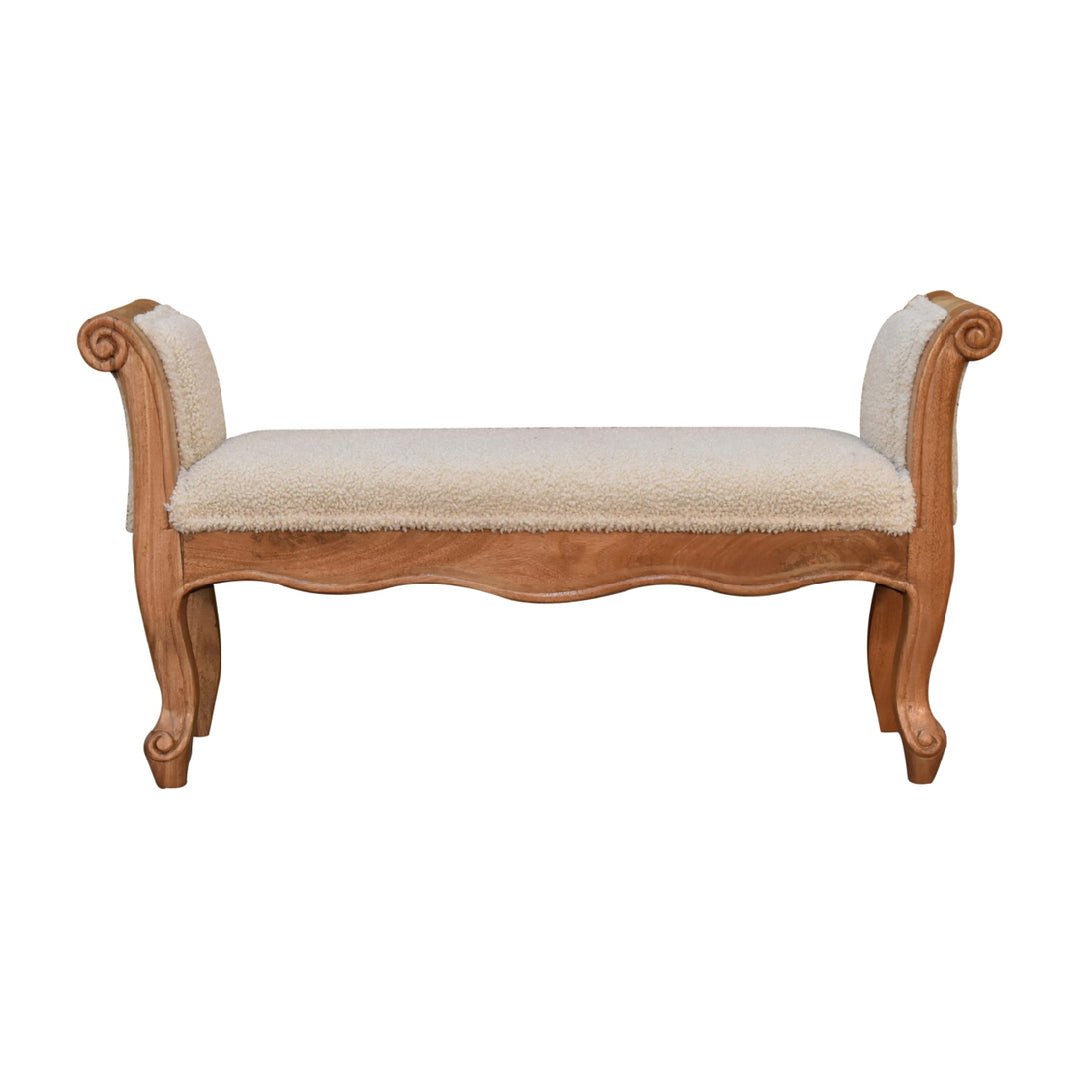 Cream-Boucle-French-Style-Bench