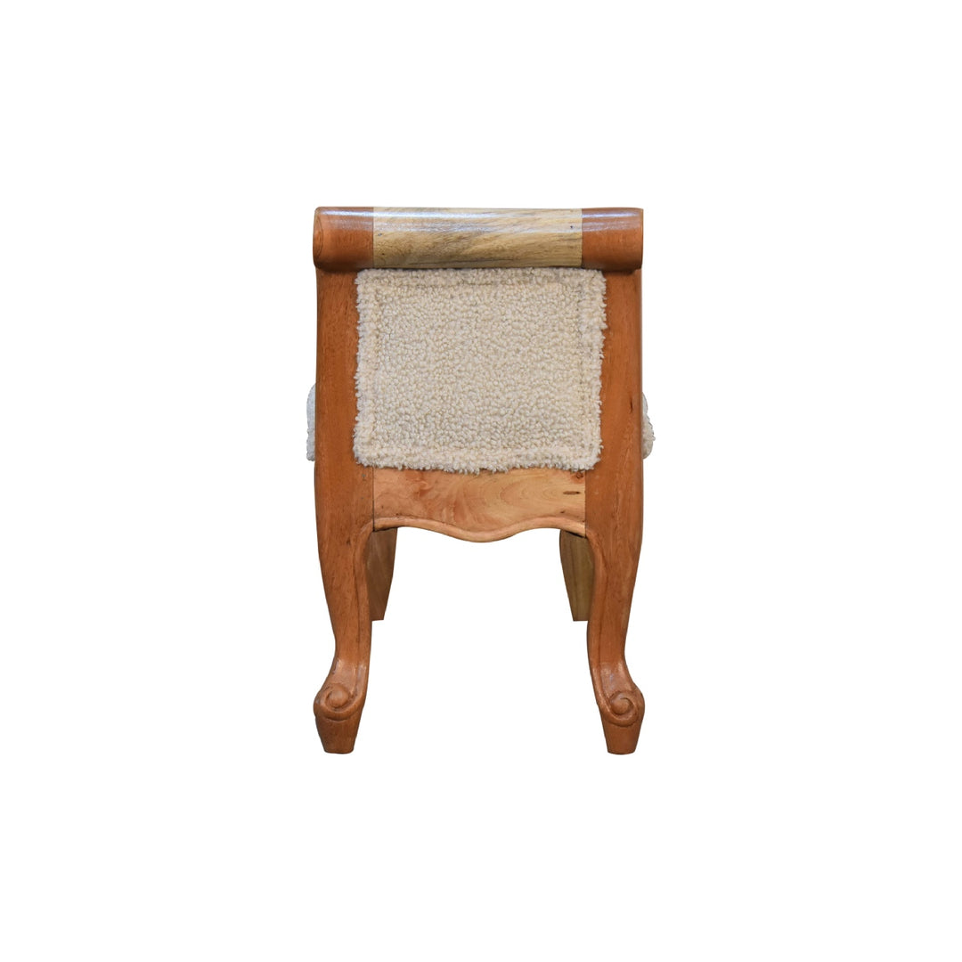 Cream Boucle French Style Bench