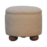 Load image into Gallery viewer, Cream-Boucle-Storage-Footstool
