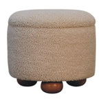 Load image into Gallery viewer, Cream Boucle Storage Footstool
