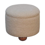 Load image into Gallery viewer, Cream Boucle Storage Footstool
