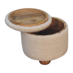 Load image into Gallery viewer, Cream Boucle Storage Footstool
