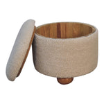 Load image into Gallery viewer, Cream Boucle Storage Footstool
