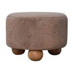 Load image into Gallery viewer, Mocha Faux Fur Round Ball Footstool
