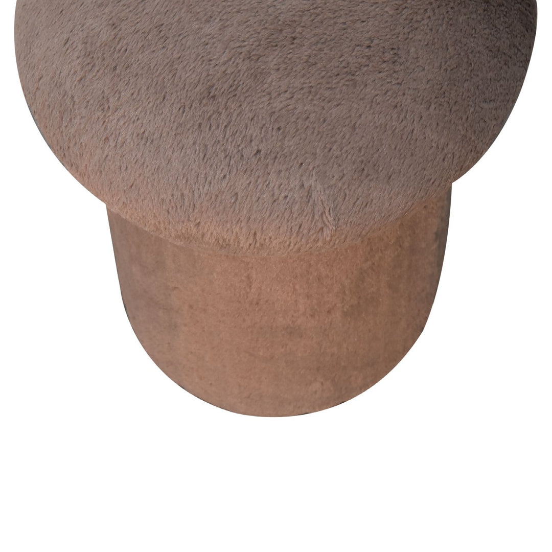 Mocha Faux Fur Mushroom Footstool