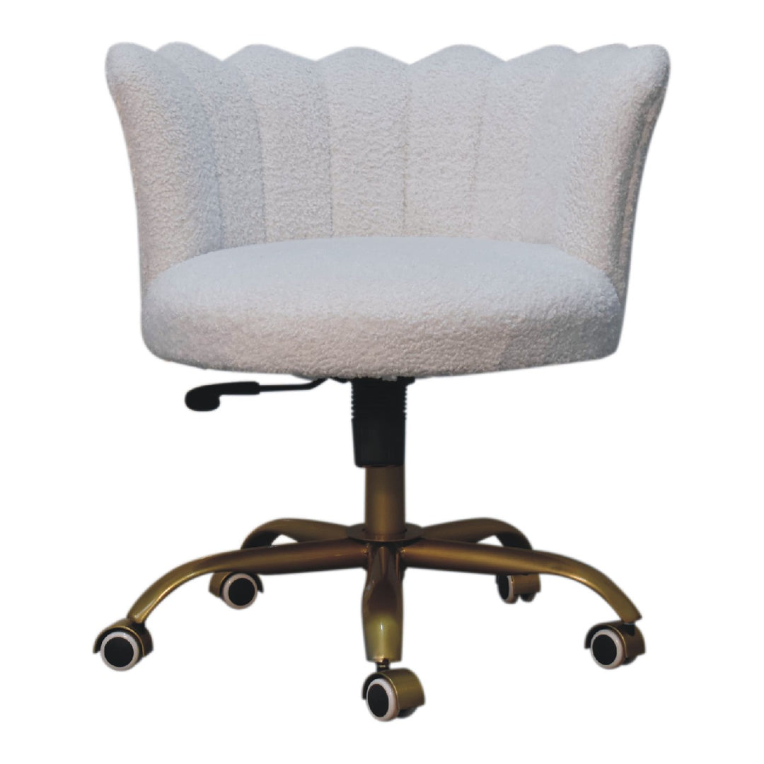 White-Boucle-Swivel-Chair