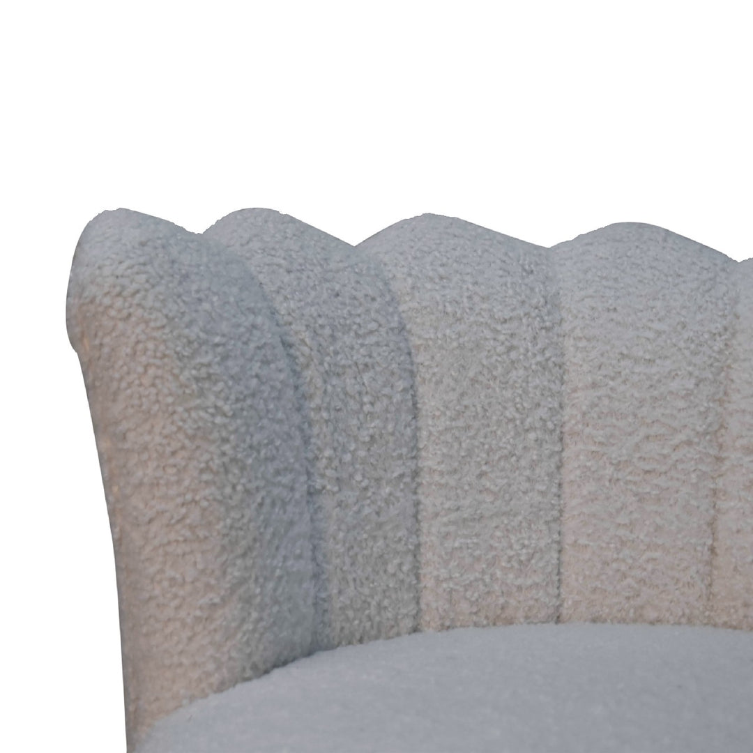 White Boucle Swivel Chair