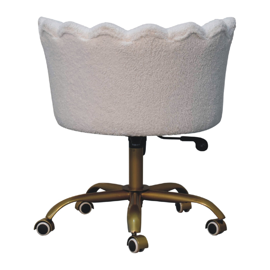 White Boucle Swivel Chair