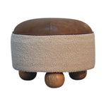 Load image into Gallery viewer, Cream-Boucle-Buffalo-Footstool
