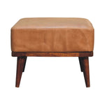 Load image into Gallery viewer, Tan-Buffalo-Leather-Tan-Footstool
