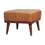 Load image into Gallery viewer, Tan Buffalo Leather Tan Footstool
