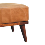 Load image into Gallery viewer, Tan Buffalo Leather Tan Footstool
