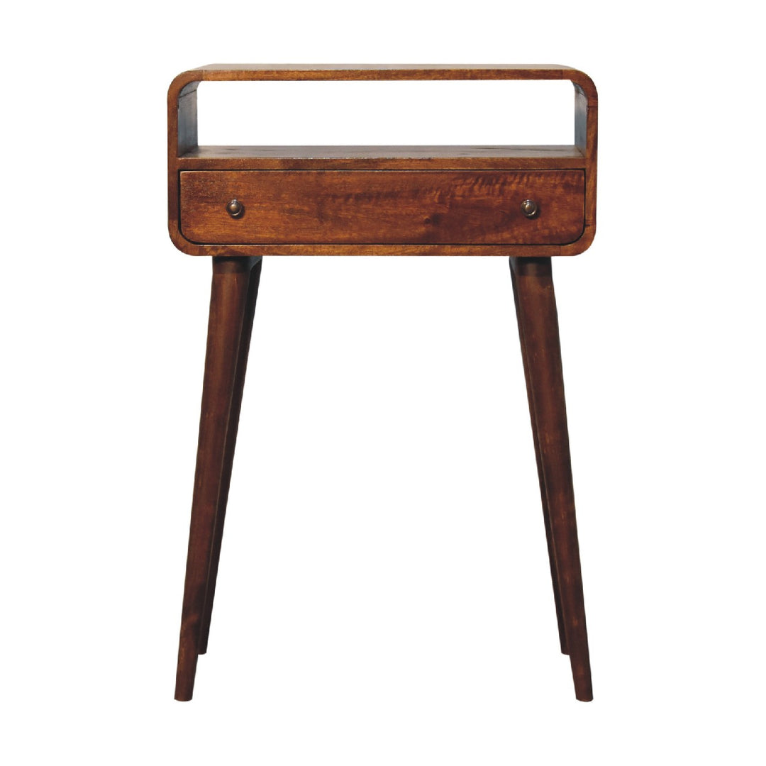 Chestnut-Nordic-Style-One-Drawer-&-One-Open-Slot-Console-Table