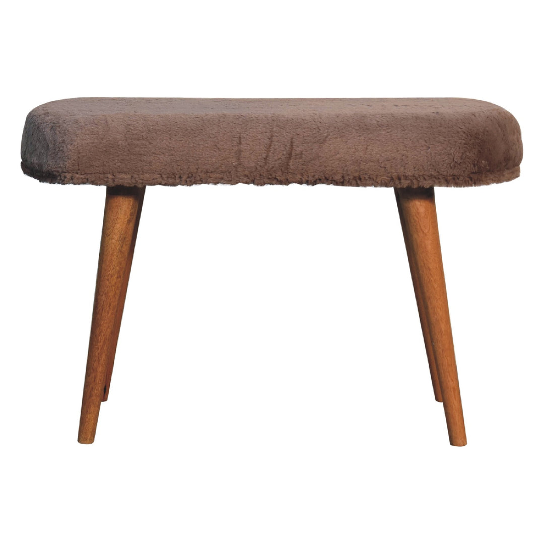 Mocha-Faux-Fur-Fabric-Bench