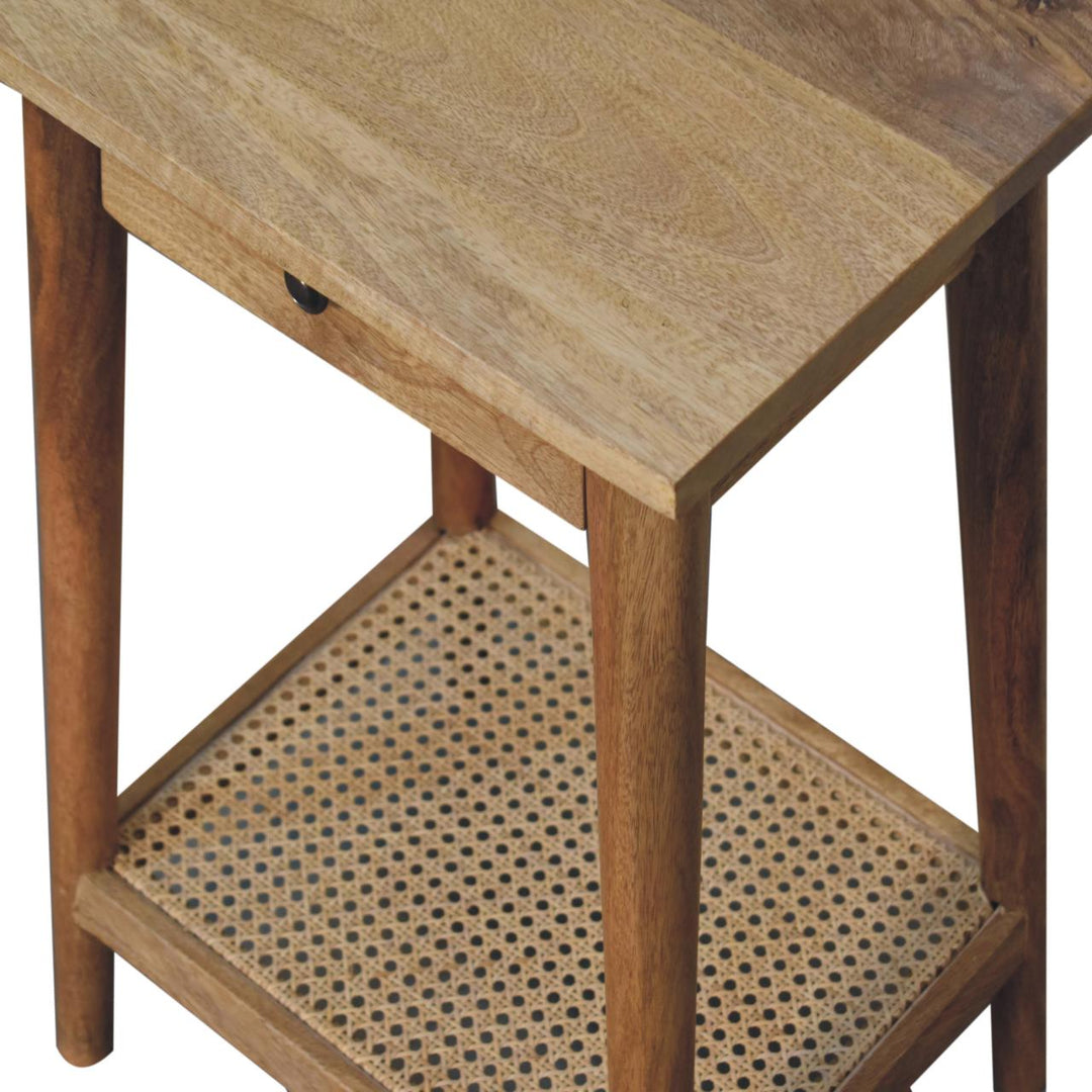 Woven Solid Wood End Table