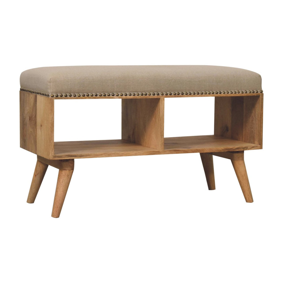 Studded Linen Open Bench